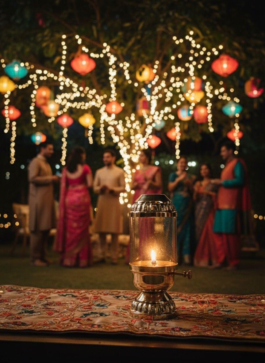 Elegant Brass Oil Lamp with Cotton Wick for Puja & Festive Decoration – Traditional Indian Diya